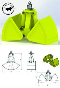 Hydraulic clamshell grab bucket