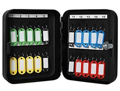 Lukia Wall Mounted Steel Key Box with Combination Lock for 20 Key Capacity with Number Tags & Hooks (Black)
