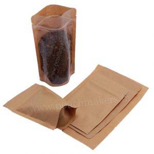 Brown Paper Stand Up Pouch with Zipper