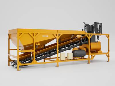 Compact batching plant with twin shaft mixer