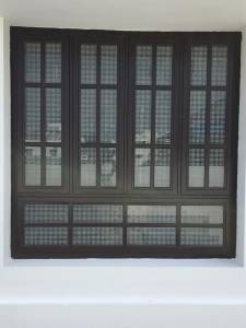 Steel Window With Wood Finish And Grill