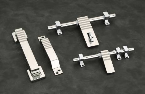 Stainless Steel Designer Door Fittings Set (Striped Pattern)