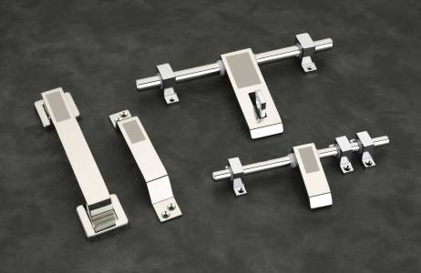 Stainless Steel Door Fittings Set with Rectangular Satin Design
