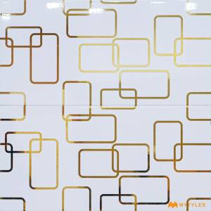 Ceramic White and Gold Highlighter Wall Tile