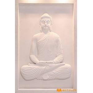 Meditating Buddha Mint Stone Mural