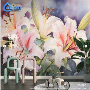 Realistic Floral Wall Mural in Soft Hues