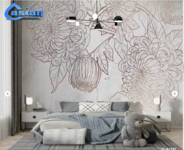 Chrysanthemum Outline Wall Mural